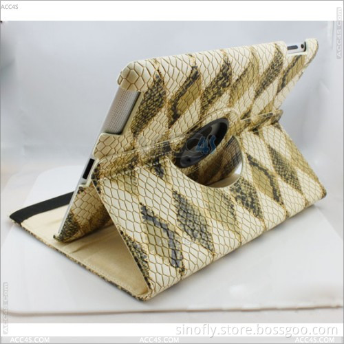 Amazon Snake Skin Pattern Leather Stand Case for iPad 4/3/2 P-iPad234case081
